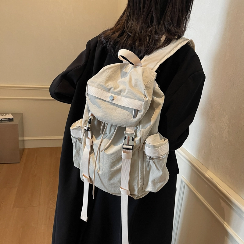 伊曼家 纯色大容量运动 布 双肩包 男女同款情侣款 灰色/米白色/黑色/卡其色