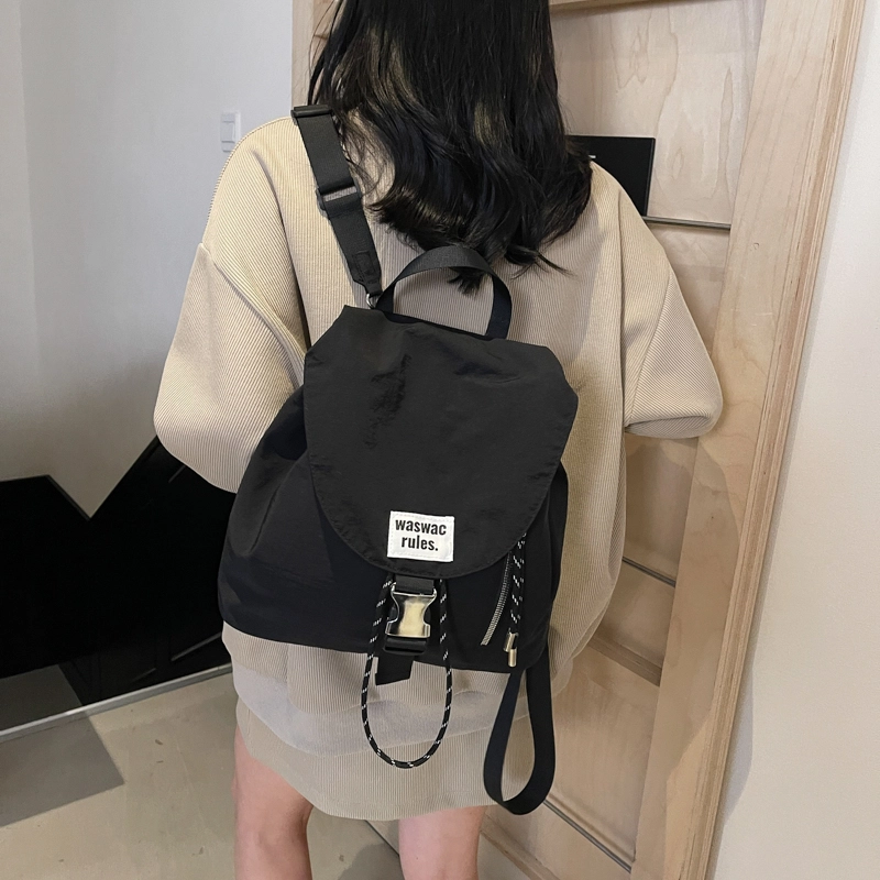 伊曼家 休闲时尚学生上课书包高颜值轻便旅游背包 牛津纺 双肩包 女款 米白/粉色/绿色/卡其/黑色/紫色