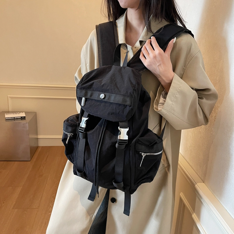 伊曼家 纯色大容量运动 布 双肩包 男女同款情侣款 灰色/米白色/黑色/卡其色