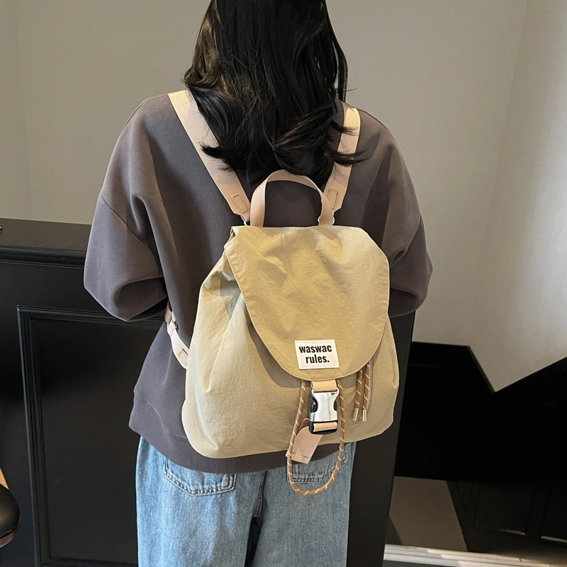伊曼家 休闲时尚学生上课书包高颜值轻便旅游背包 牛津纺 双肩包 女款 米白/粉色/绿色/卡其/黑色/紫色