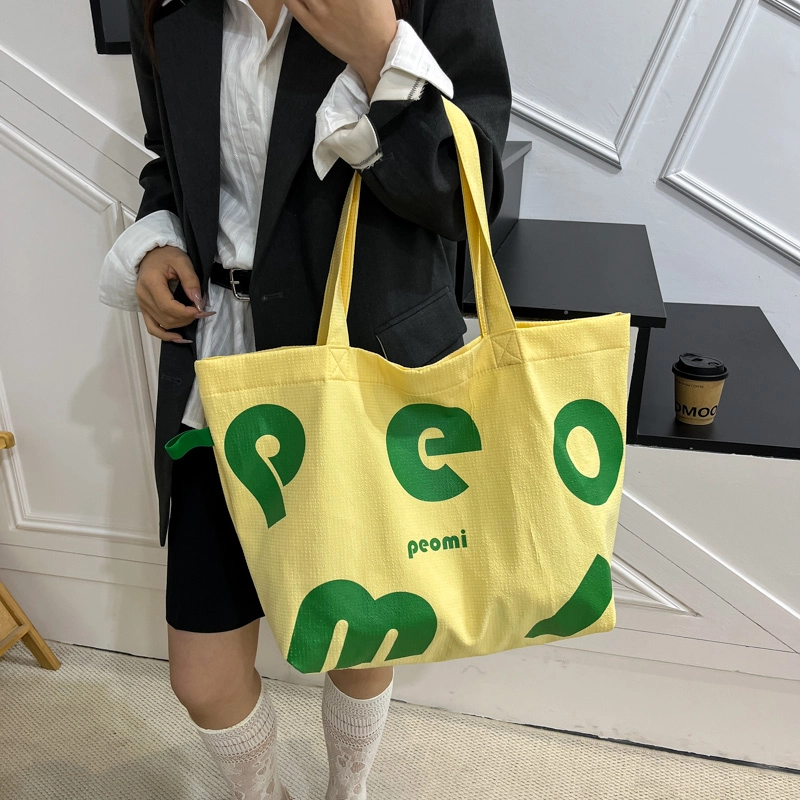 伊曼家 字母简约大容量运动风休闲托特包手提包 尼龙 单肩包 女款 黄色/白色/棕色