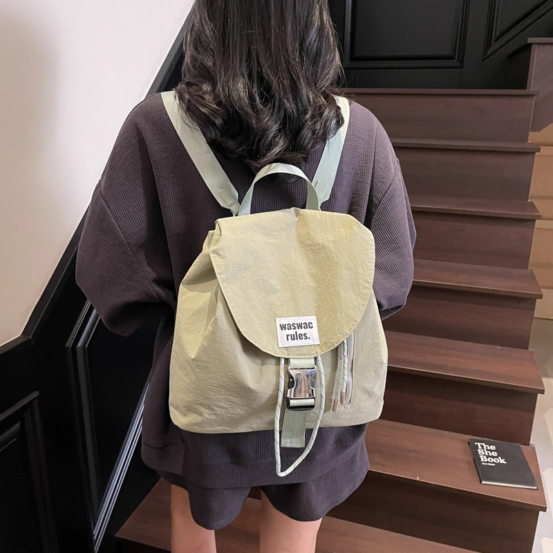 伊曼家 休闲时尚学生上课书包高颜值轻便旅游背包 牛津纺 双肩包 女款 米白/粉色/绿色/卡其/黑色/紫色