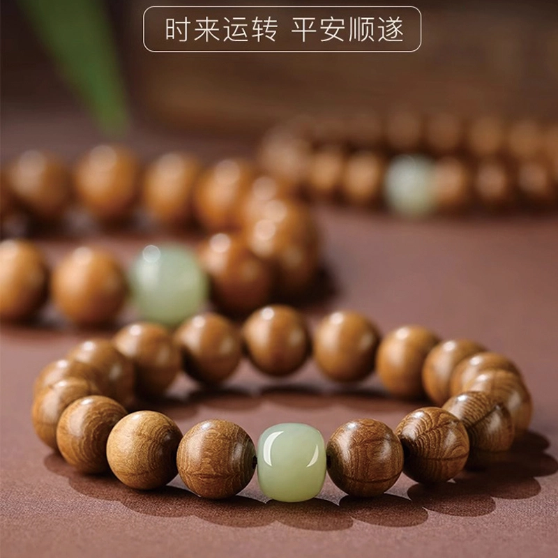 易明居 国潮新中式文玩 国风招财转运佛珠 盘玩 复古高级感 时来运转大气#好运 六道木 木作手串 男女同款情侣款