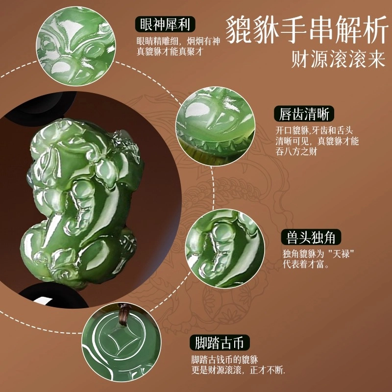 易明居 招财霸气 聚财貔貅吞金兽 新中式国潮复古小众高级感 简约百搭 六字真言转运珠 手饰 男友#好运 黑曜石 手串 男女同款情侣款