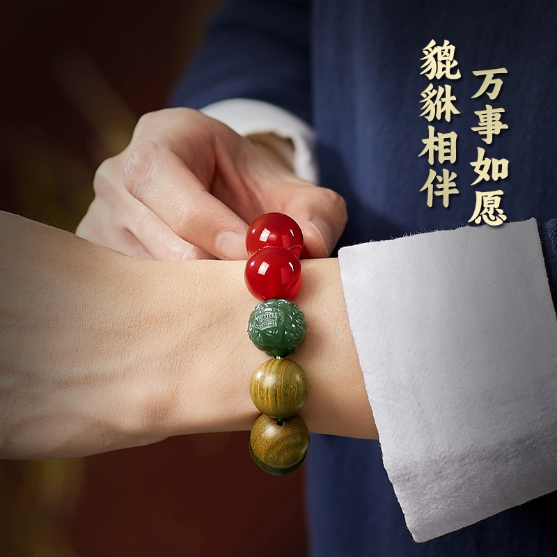 易明居 五行能量相生金木水火土时来运转 文玩佛珠 国风中式招财进宝 复古轻奢高级感 时尚百搭 水逆退散#好运 绿檀 手串 男女同款情侣款