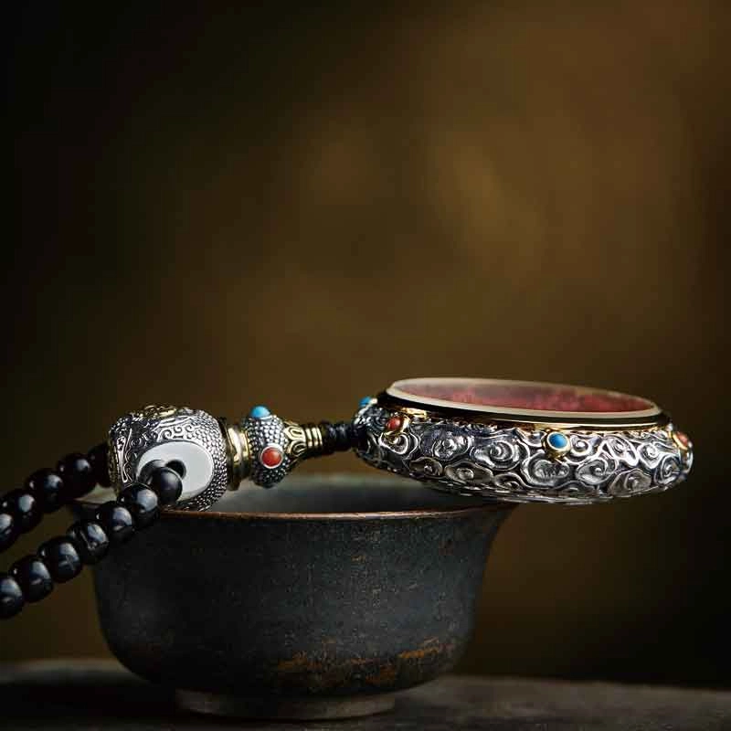 易明居 新中式药师佛  唐卡 如来佛 护身符  佛头守护神 再造辰砂朱砂 玉石项链 男女同款情侣款