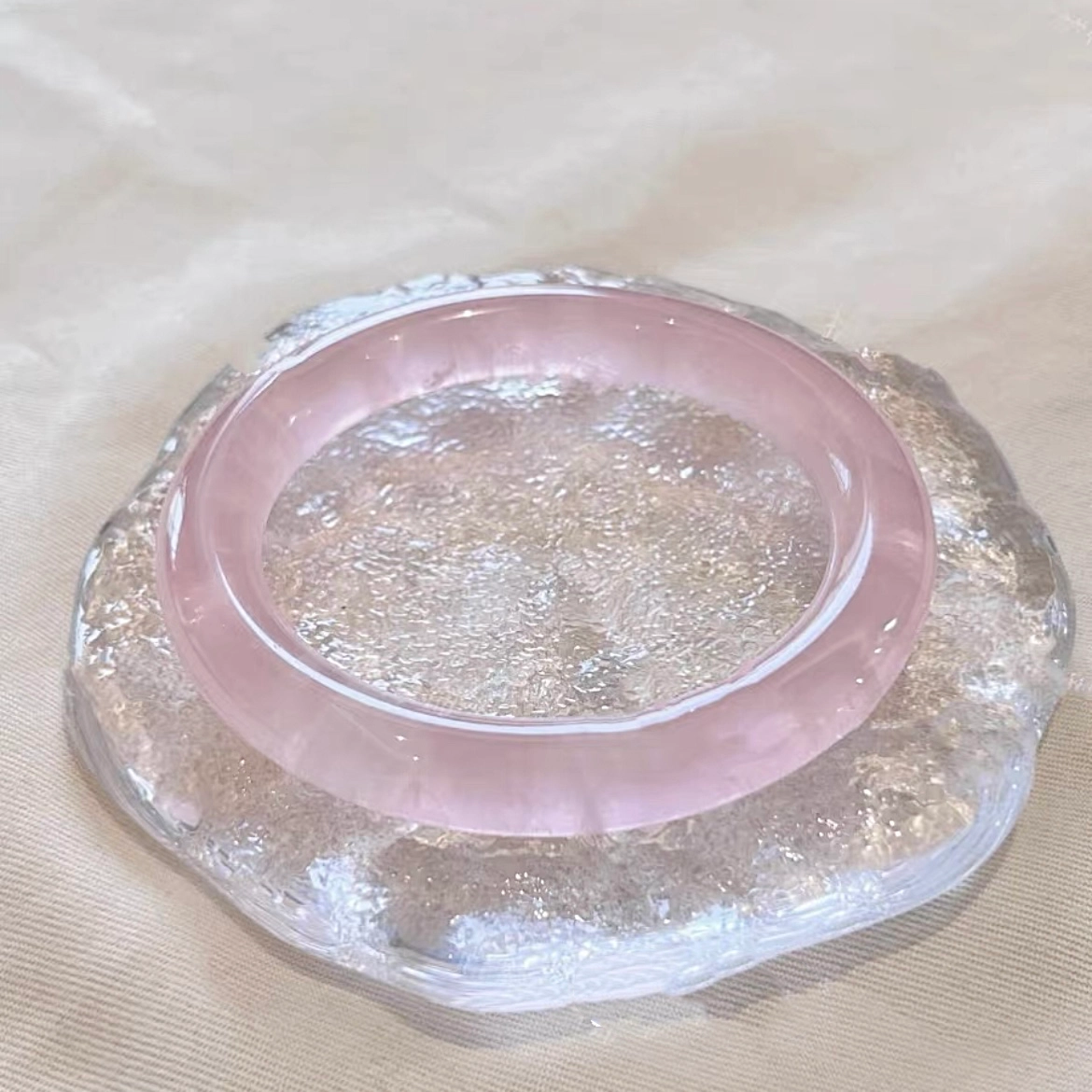 芸礼 淡雅樱花粉 水晶 玉石手镯 女款
