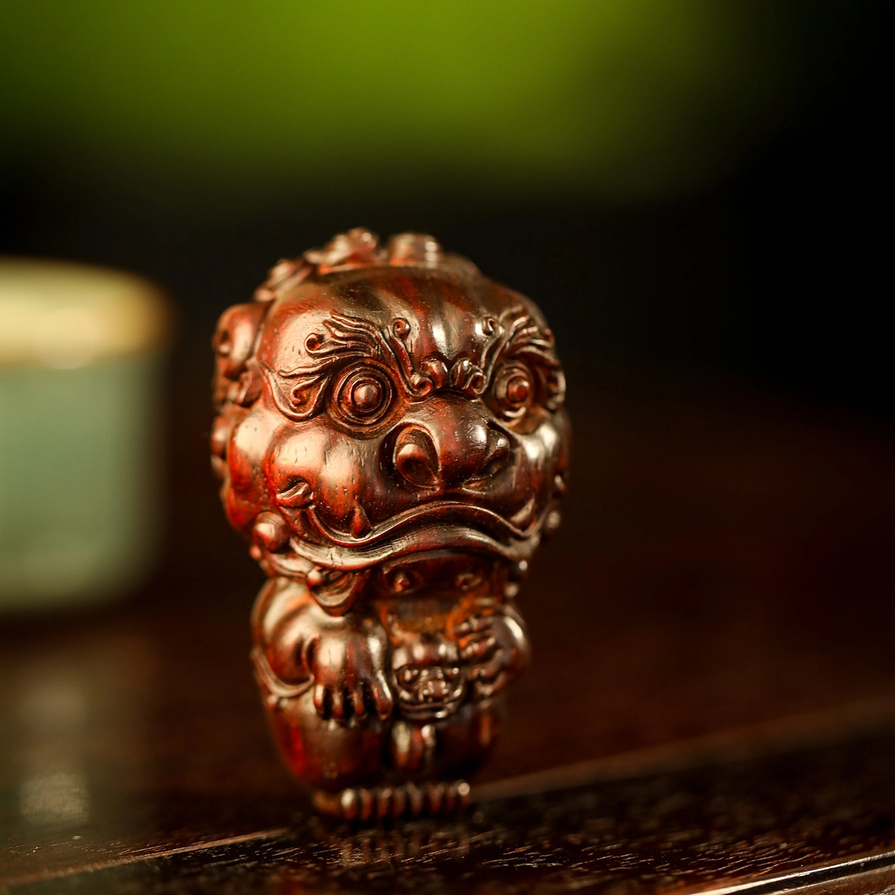 三檀小舍 国风国潮 招财貔貅抱球转运珠 钱多多财源滚滚好寓意小叶精工雕刻送礼 紫檀属 摆件把件 男女同款情侣款