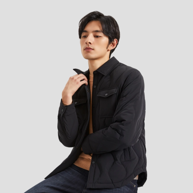 才子 白鸭绒保暖时尚工装纯色羽绒服 男款
