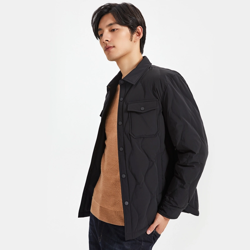 才子 白鸭绒保暖时尚工装纯色羽绒服 男款