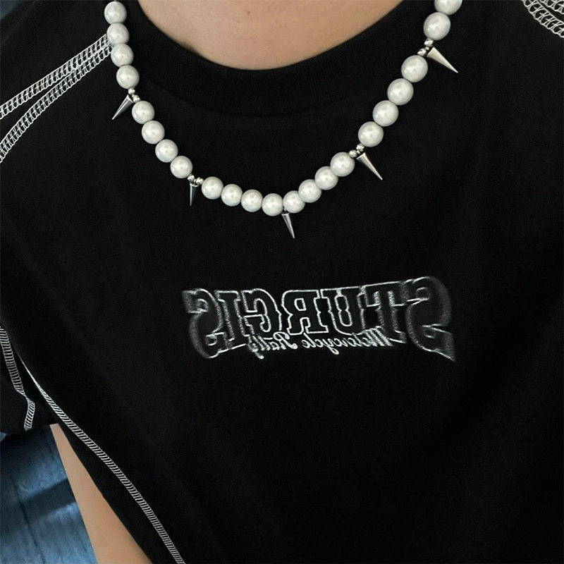 奥斯坦汀 反光珍珠潮流古巴锁骨链百搭街头配饰 钛钢 项链 男女同款情侣款
