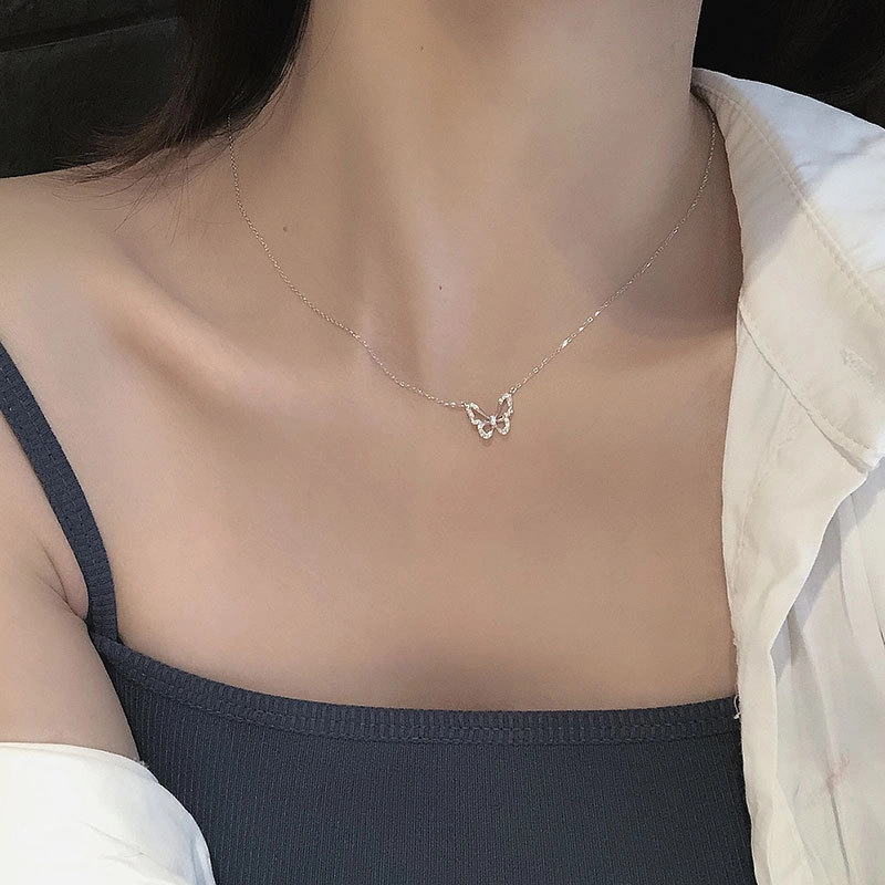 素 镂空蝴蝶 轻奢小众高级#好运 合金 项链 女款