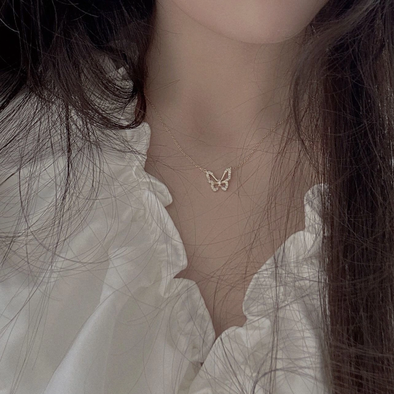 素 镂空蝴蝶 轻奢小众高级#好运 合金 项链 女款