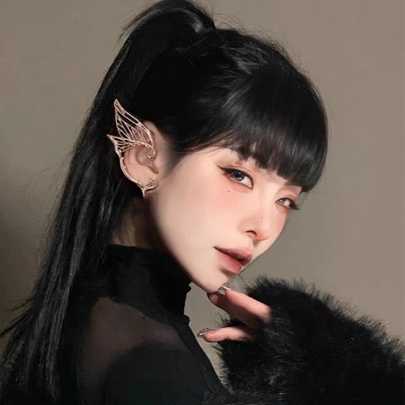 素 超仙蝴蝶翅膀一体式耳骨夹小众高级感精灵时尚潮#好运 合金 耳夹 女款