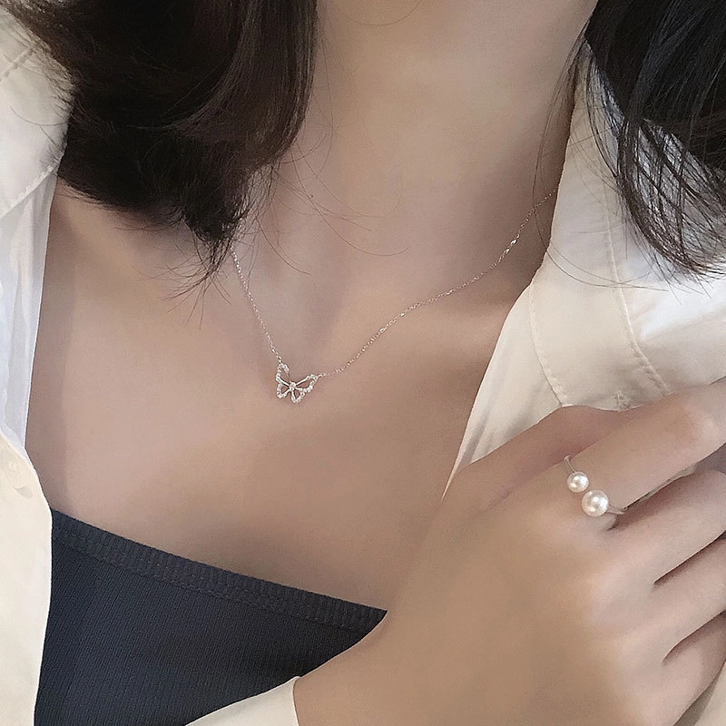 素 镂空蝴蝶 轻奢小众高级#好运 合金 项链 女款