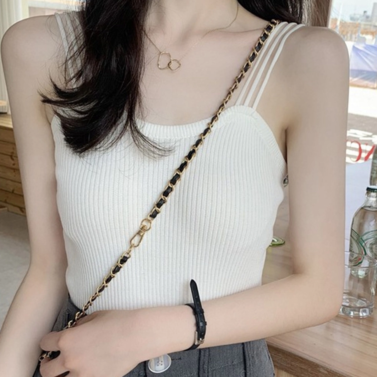 水中花 甜美小清新背心显瘦外穿甜辣妹无袖吊带 女款