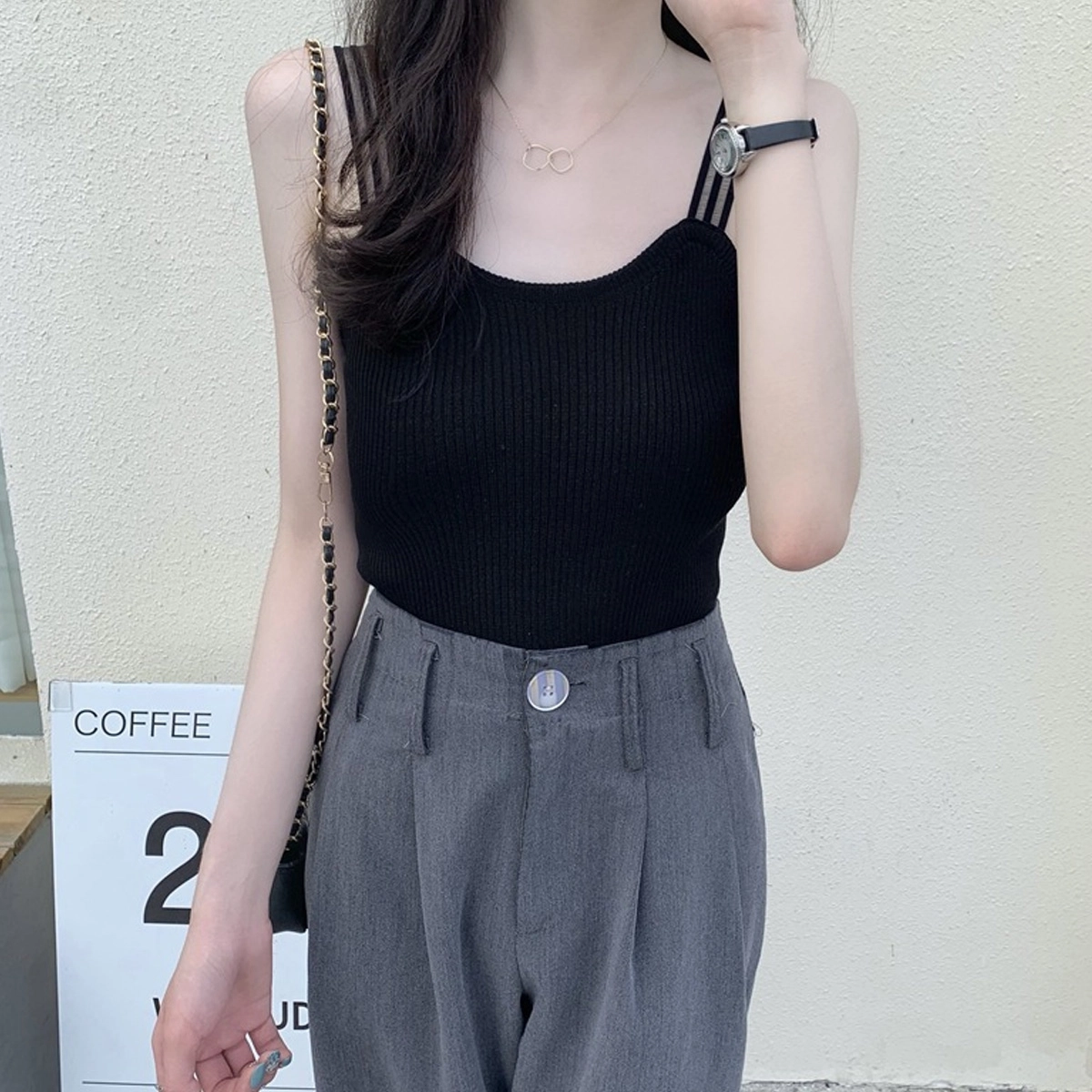 水中花 甜美小清新背心显瘦外穿甜辣妹无袖吊带 女款
