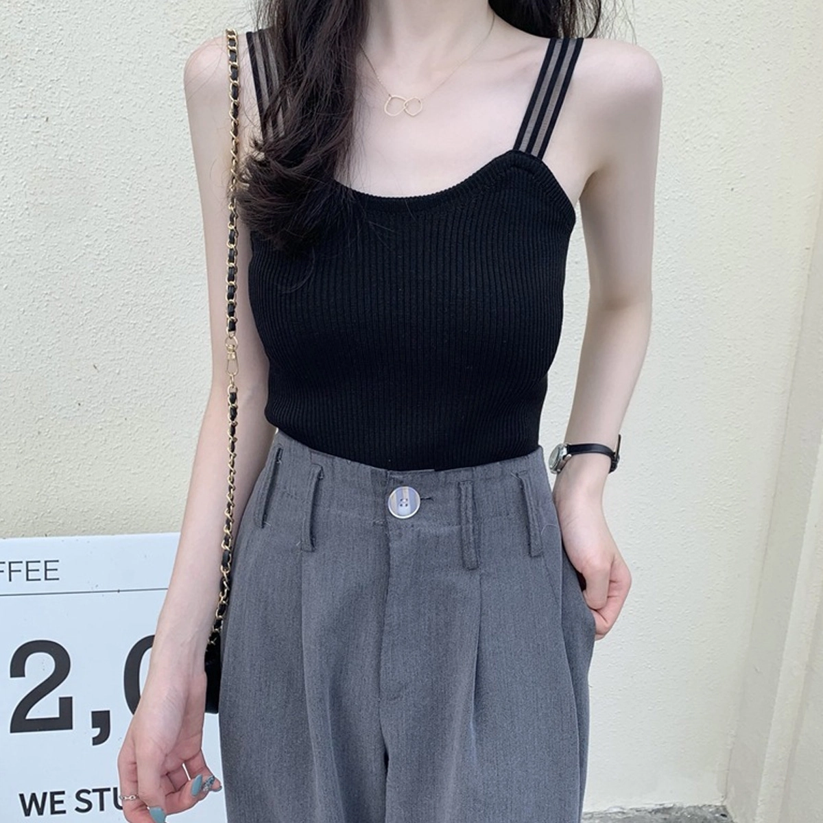 水中花 甜美小清新背心显瘦外穿甜辣妹无袖吊带 女款