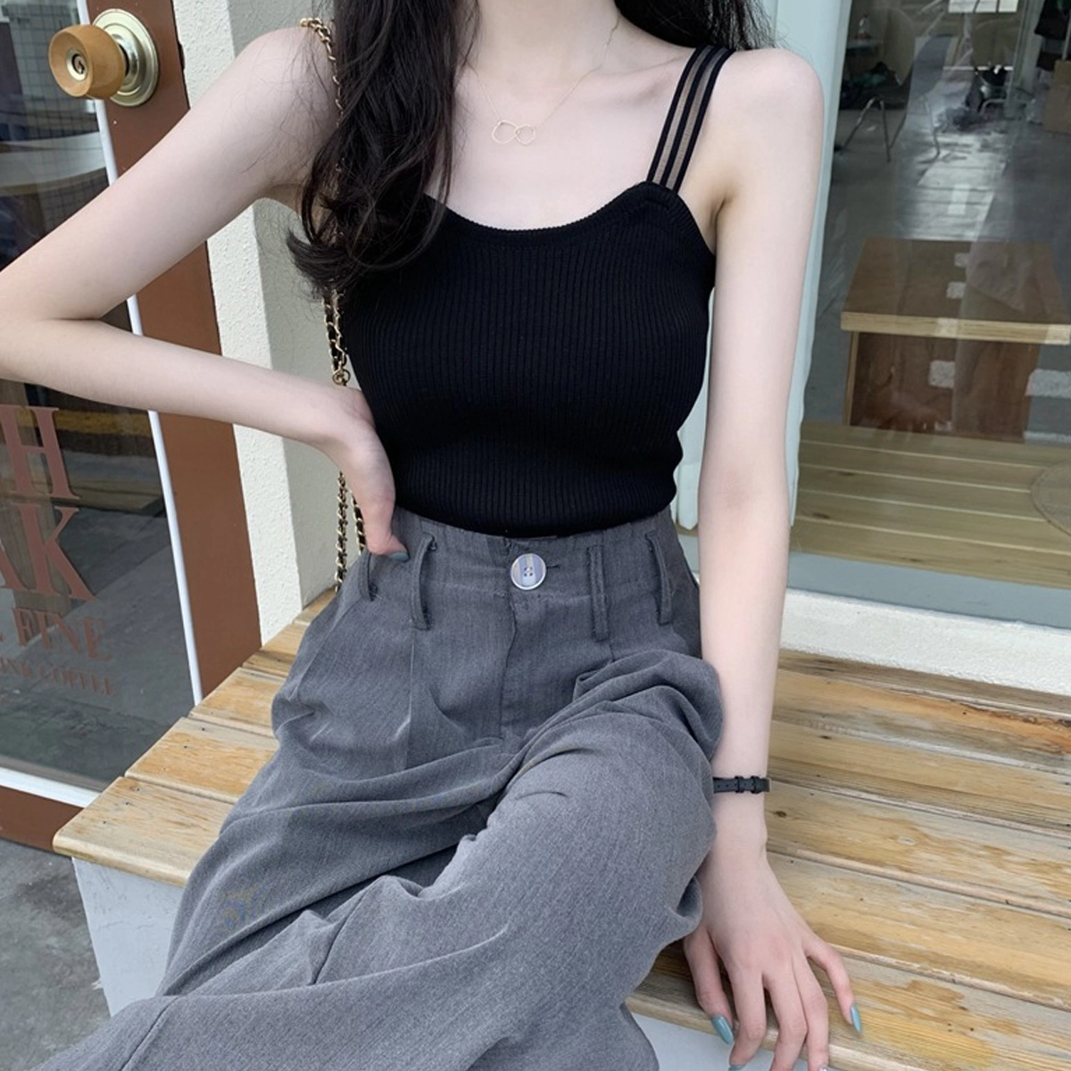 水中花 甜美小清新背心显瘦外穿甜辣妹无袖吊带 女款