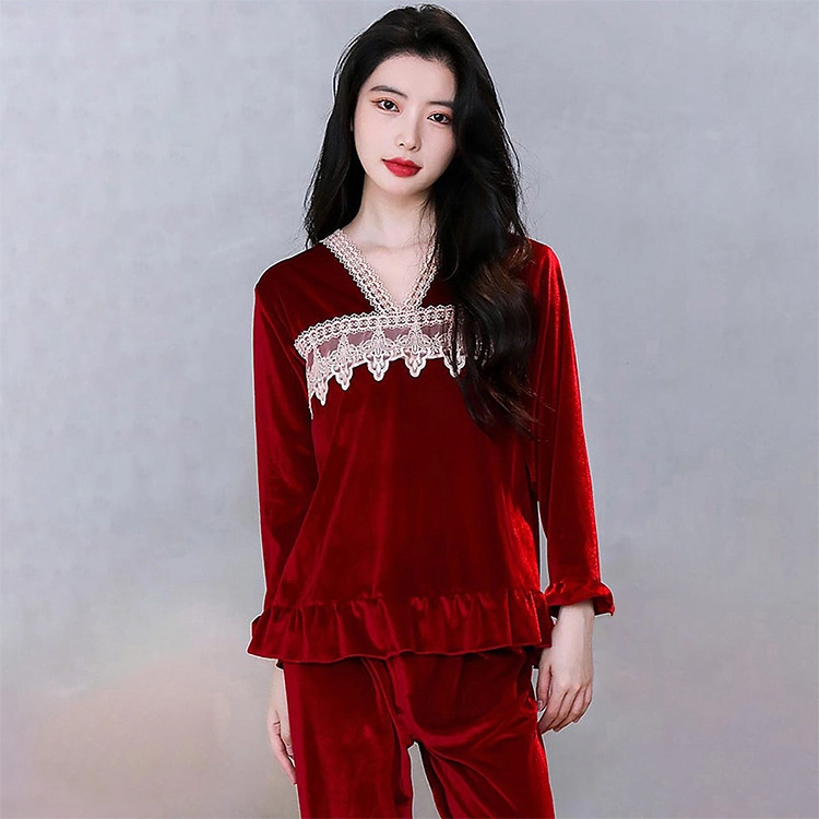 水中花 优雅金丝绒 女士家居服 家居套装 保暖