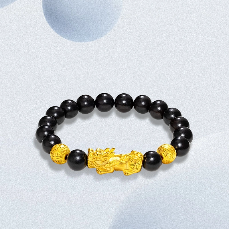 金瑞邦 新中式国潮 貔貅吞金兽 招财转运 平安纳福 文玩复古 单圈盘串 木作 手串 男女同款情侣款 檀木