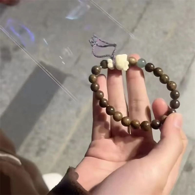 金瑞邦 新中式 招财猫咪配饰 多财多福 平安喜乐 水逆退散 高级小众 百搭简约 鸡翅木 手串 男女同款情侣款