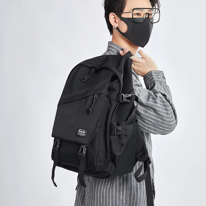 波斯丹顿 书包大学生背包潮流出差旅游背包大容量 织物 双肩包 大号 男女同款情侣款 黑色/灰色