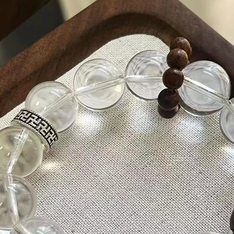 盈满堂 白晶檀语檀木白 水晶 手串 男女同款情侣款