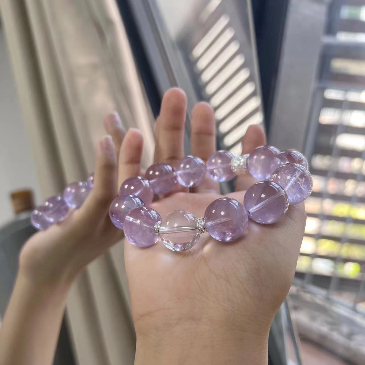 盈满堂 葡萄奶冻紫阿赛白 水晶 手串 男女同款情侣款