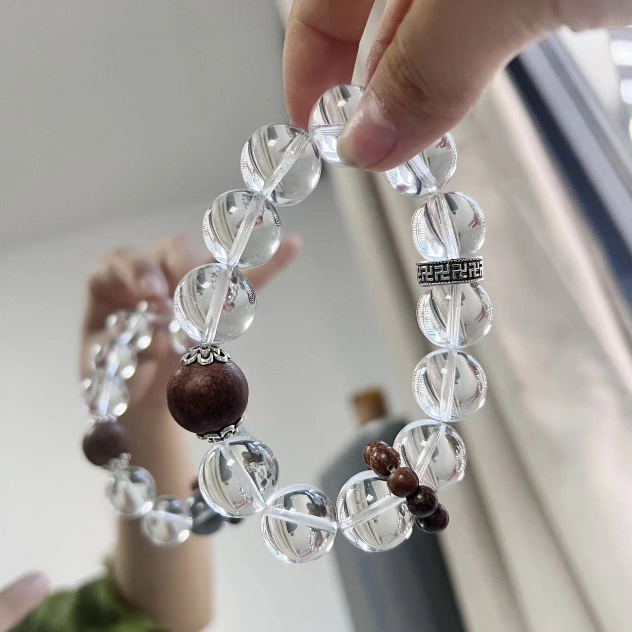 盈满堂 白晶檀语檀木白 水晶 手串 男女同款情侣款