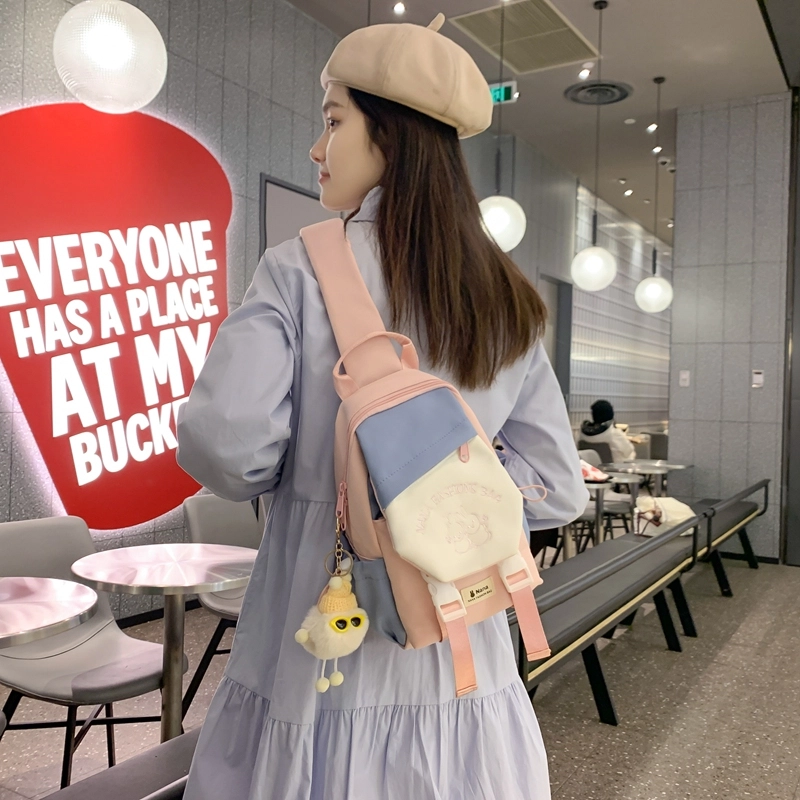 宝琳卡 潮流原宿简约韩版时尚百搭 尼龙 胸包 常规 男女同款情侣款 黑色/白色/粉色/绿色/紫色