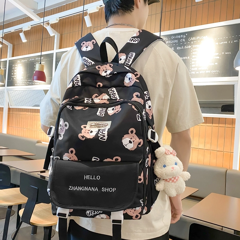 宝琳卡日系涂鸦双肩包女韩版大容量书包尼龙电脑背包 男女同款