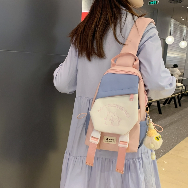 宝琳卡 潮流原宿简约韩版时尚百搭 尼龙 胸包 常规 男女同款情侣款 黑色/白色/粉色/绿色/紫色