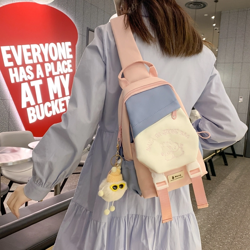 宝琳卡 潮流原宿简约韩版时尚百搭 尼龙 胸包 常规 男女同款情侣款 黑色/白色/粉色/绿色/紫色