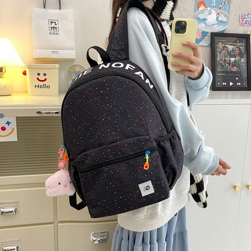 宝琳卡 学生运动时尚幼儿园小学 尼龙 书包背包双肩包 女款 白色/黑色