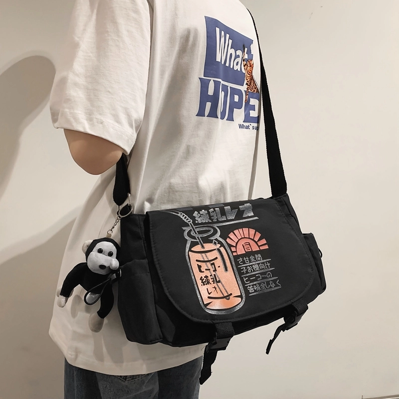 宝琳卡 潮流日系尼龙单肩布包原宿风时尚印花单肩斜挎包 男女同款情侣款 多色