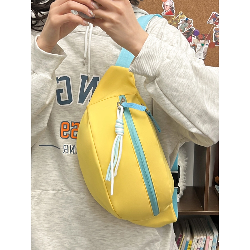宝琳卡 时尚简约潮流 尼龙 胸包 男女同款情侣款 黑色/黄深蓝拼色/蓝色/粉色/黄蓝拼色