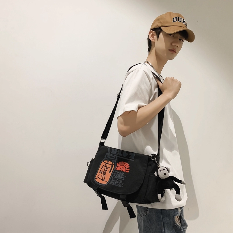 宝琳卡 潮流日系尼龙单肩布包原宿风时尚印花单肩斜挎包 男女同款情侣款 多色