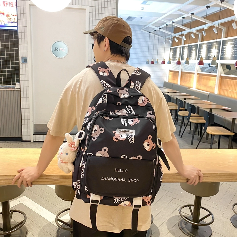宝琳卡日系涂鸦双肩包女韩版大容量书包尼龙电脑背包 男女同款