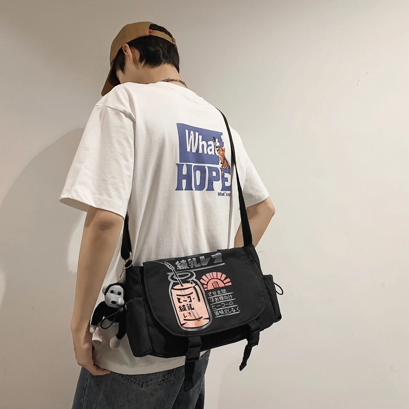 宝琳卡 潮流日系尼龙单肩布包原宿风时尚印花单肩斜挎包 男女同款情侣款 多色