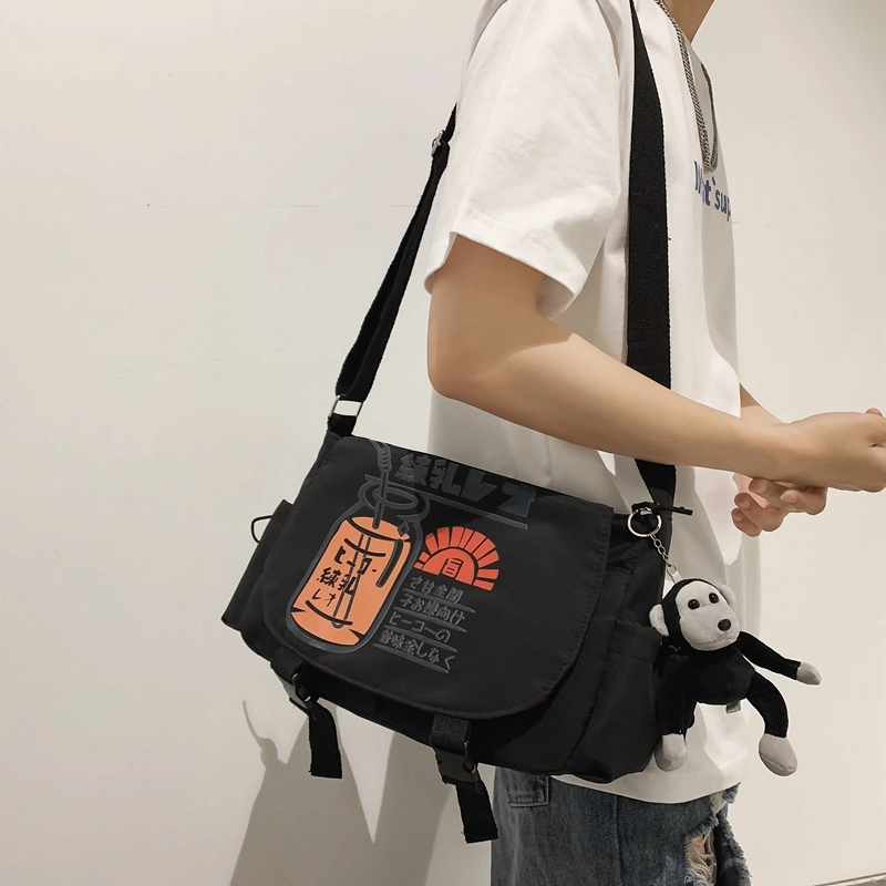 宝琳卡 潮流日系尼龙单肩布包原宿风时尚印花单肩斜挎包 男女同款情侣款 多色