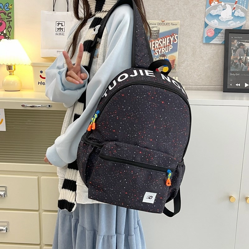 宝琳卡 学生运动时尚幼儿园小学 尼龙 书包背包双肩包 女款 白色/黑色
