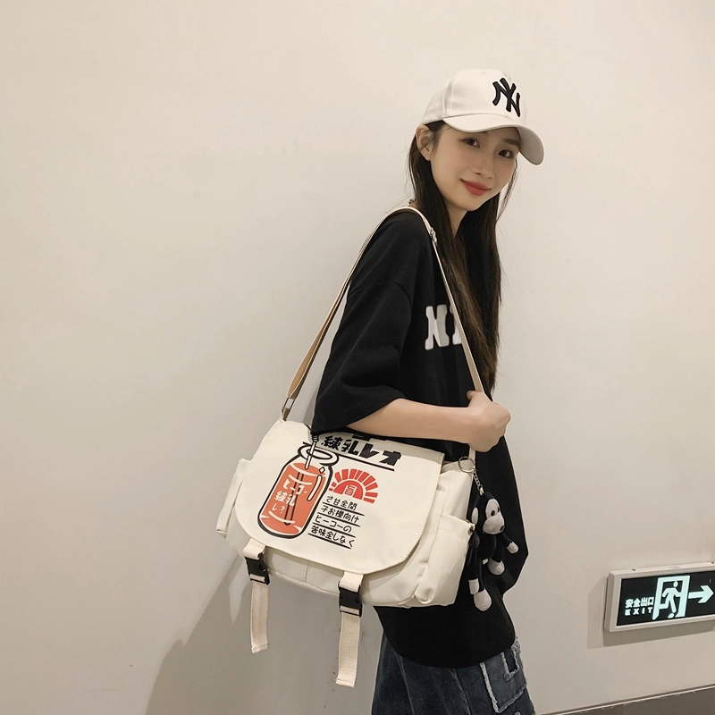 宝琳卡 潮流日系尼龙单肩布包原宿风时尚印花单肩斜挎包 男女同款情侣款 多色