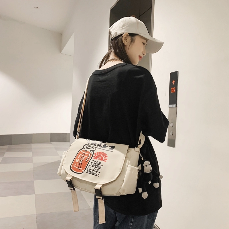 宝琳卡 潮流日系尼龙单肩布包原宿风时尚印花单肩斜挎包 男女同款情侣款 多色