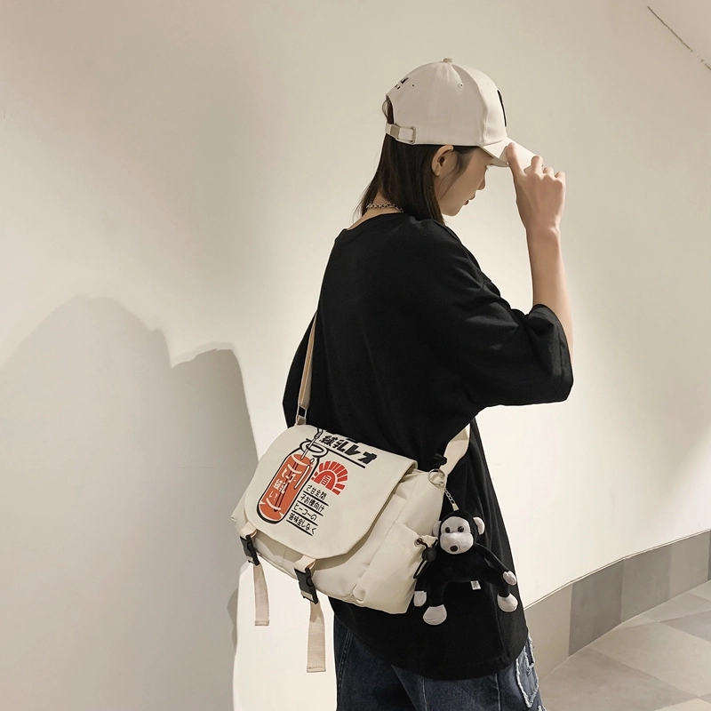 宝琳卡 潮流日系尼龙单肩布包原宿风时尚印花单肩斜挎包 男女同款情侣款 多色
