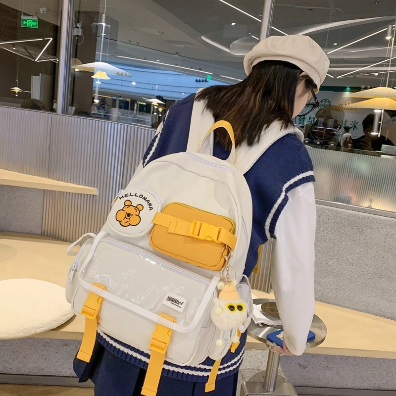 宝琳卡森系旅游女背包清新可爱时尚旅游尼龙休闲双肩包初高中校园书包 女款 多色