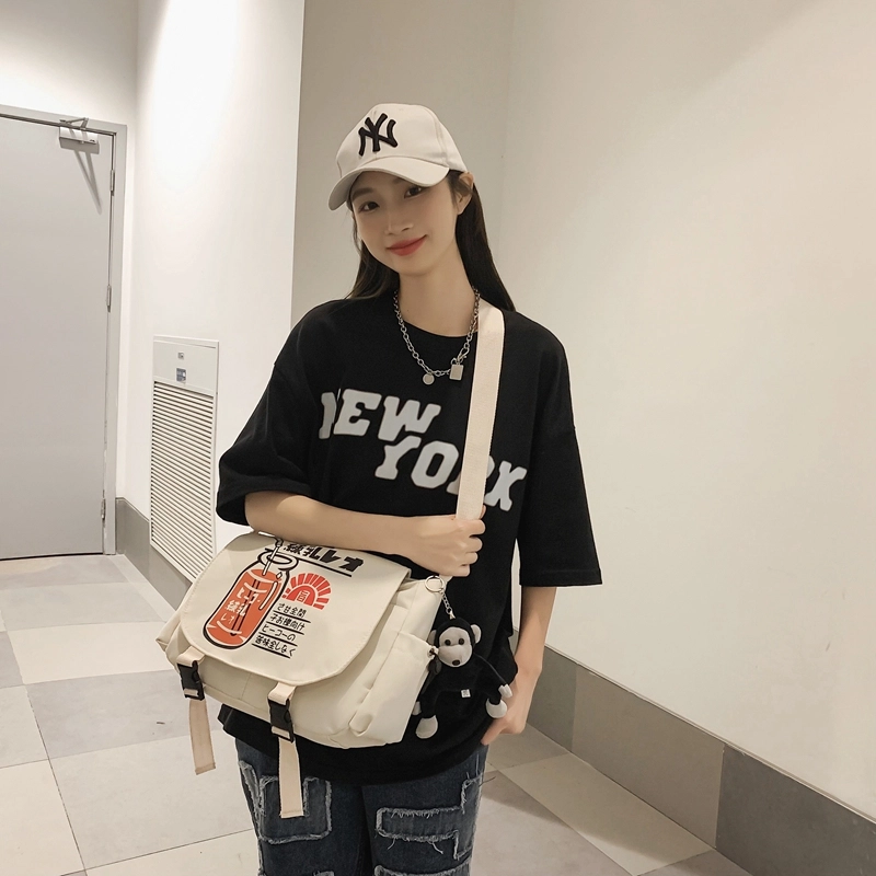 宝琳卡 潮流日系尼龙单肩布包原宿风时尚印花单肩斜挎包 男女同款情侣款 多色