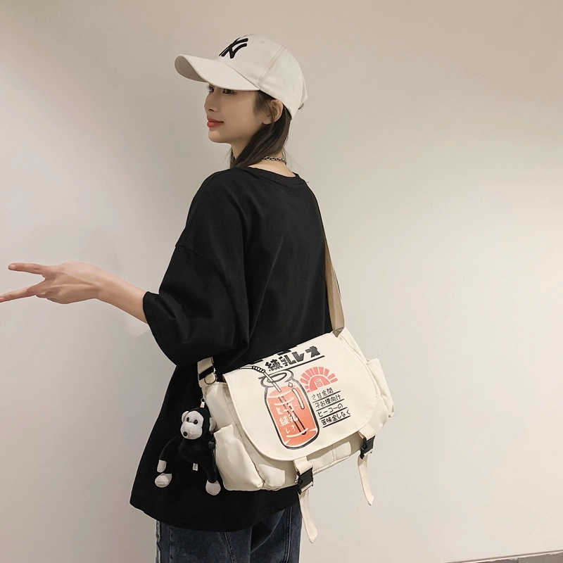 宝琳卡 潮流日系尼龙单肩布包原宿风时尚印花单肩斜挎包 男女同款情侣款 多色