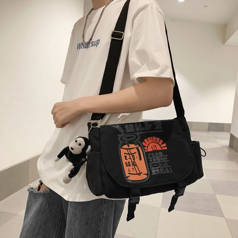 宝琳卡 潮流日系尼龙单肩布包原宿风时尚印花单肩斜挎包 男女同款情侣款 多色