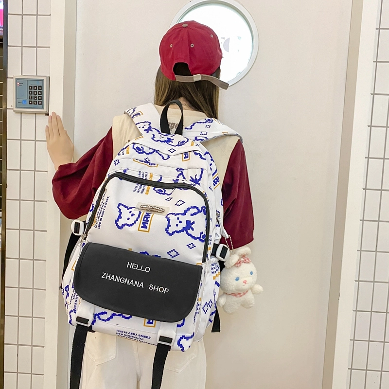 宝琳卡日系涂鸦双肩包女韩版大容量书包尼龙电脑背包 男女同款